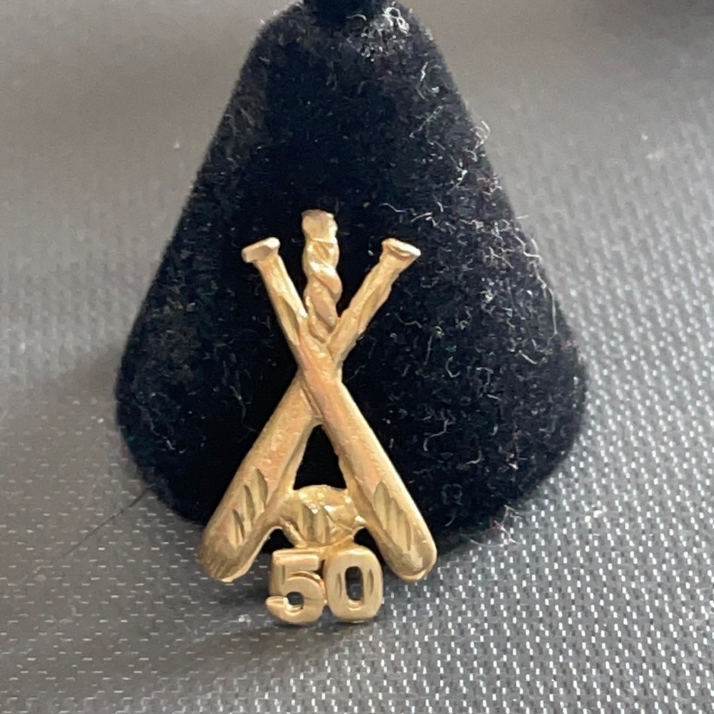 10K yellow gold softball pendant or charm 1”